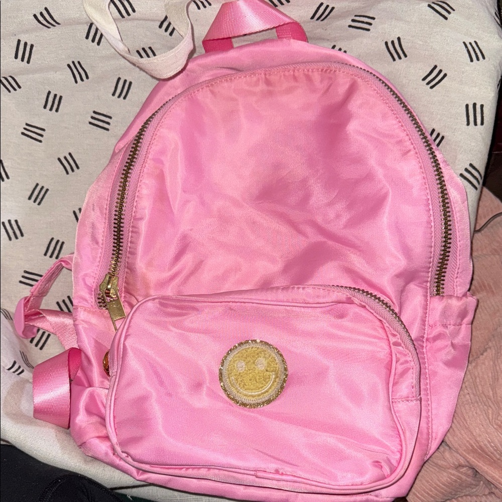Pink Backpack with Gold Accents
